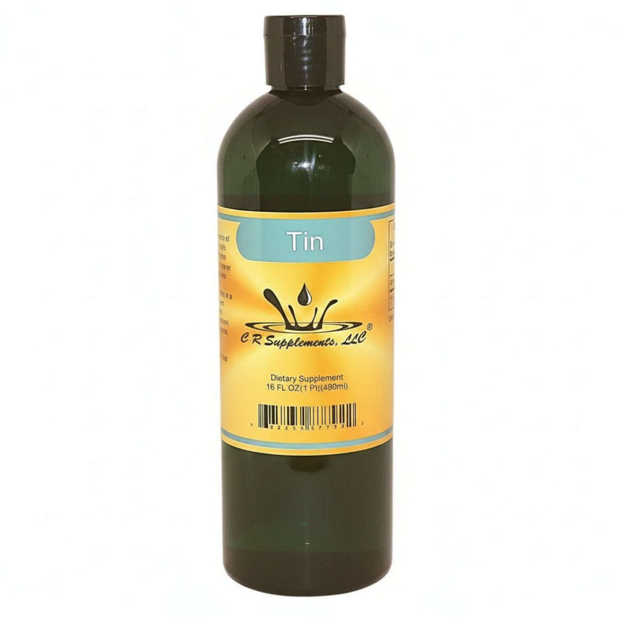 Tin - Ionic Liquid Mineral supplement bottle by CR Supplements for hair growth and glandular support.