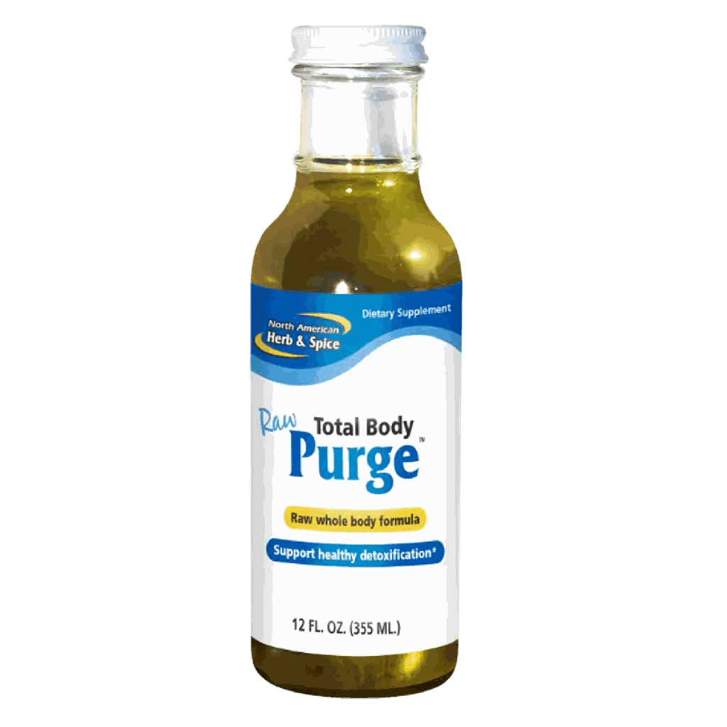 Total Body Purge - Botanical Systemic Detox and Cleanse, 12 oz raw herbal detox formula in a bottle.