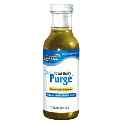Total Body Purge - Botanical Systemic Detox and Cleanse, 12 oz raw herbal detox formula in a bottle.