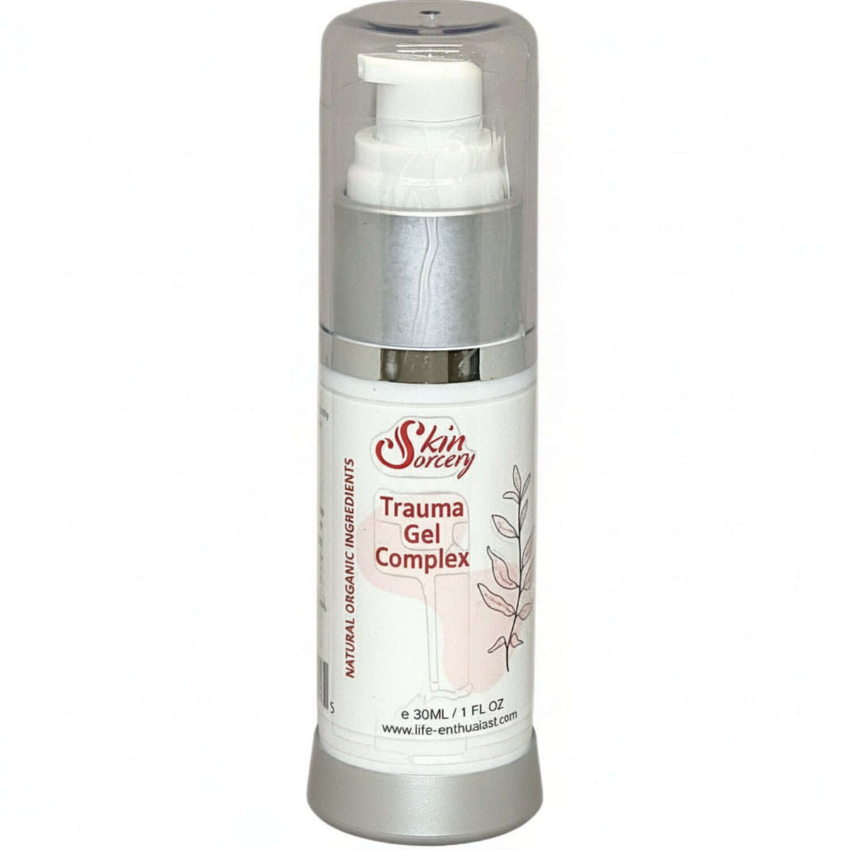 Trauma Gel - Topical Skin Repair by Skin Sorcery in a 30ml pump bottle for skin hydration and renewal.