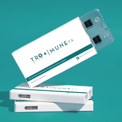 Tro+ Mune Buccal Troches for Immune Support packaging displayed against a teal background.