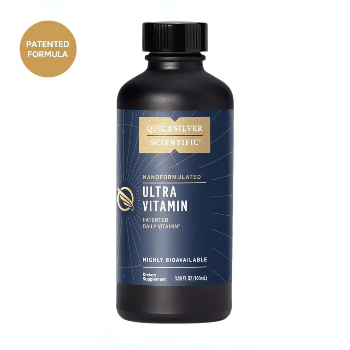 Ultra Vitamin bottle from Quicksilver Scientific showcasing Nanoemulsified Multivitamins for daily wellness.