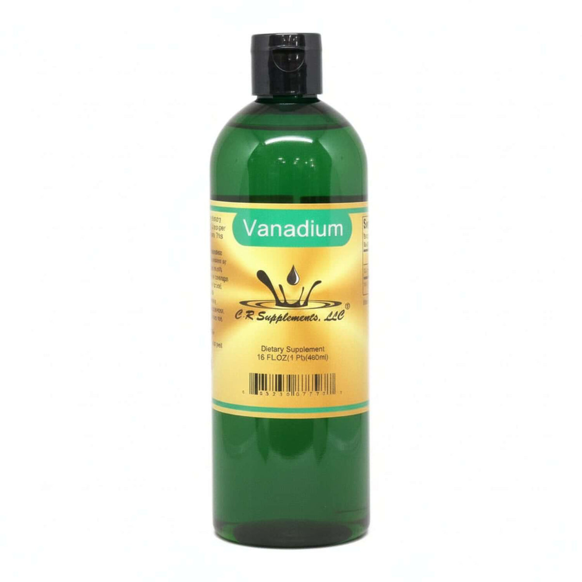 Vanadium Ionic Liquid Mineral supplement bottle for metabolic and cardiovascular support by CR Supplements.