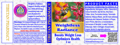 Weightless Radiance product label showcasing skin luminosity and weightless anti-aging hydration for optimal wellness.