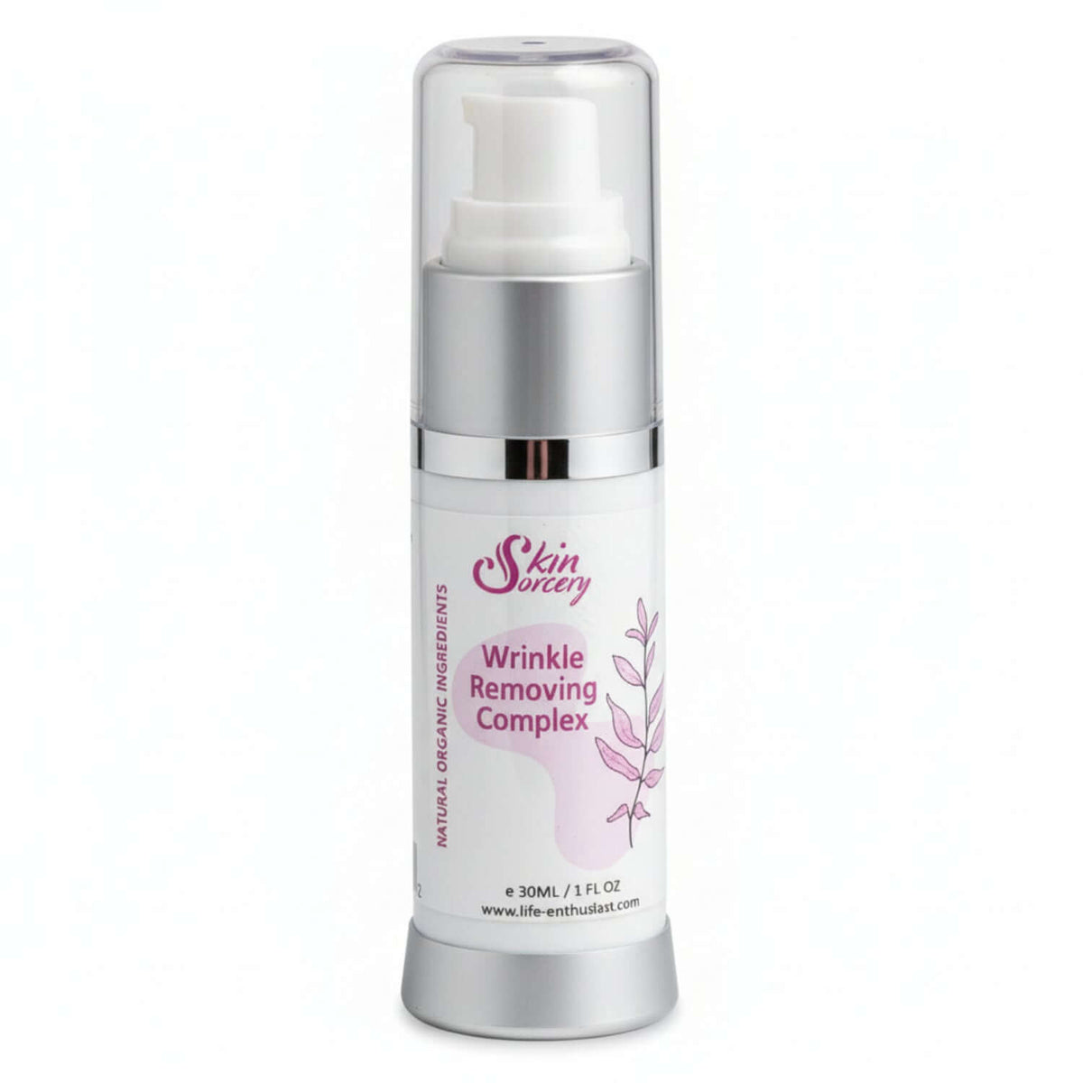 Wrinkle Removing Complex - Hydration to Plump Fine Lines by Skin Sorcery in a white pump bottle